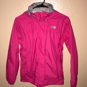 Pink North Face rain jacket